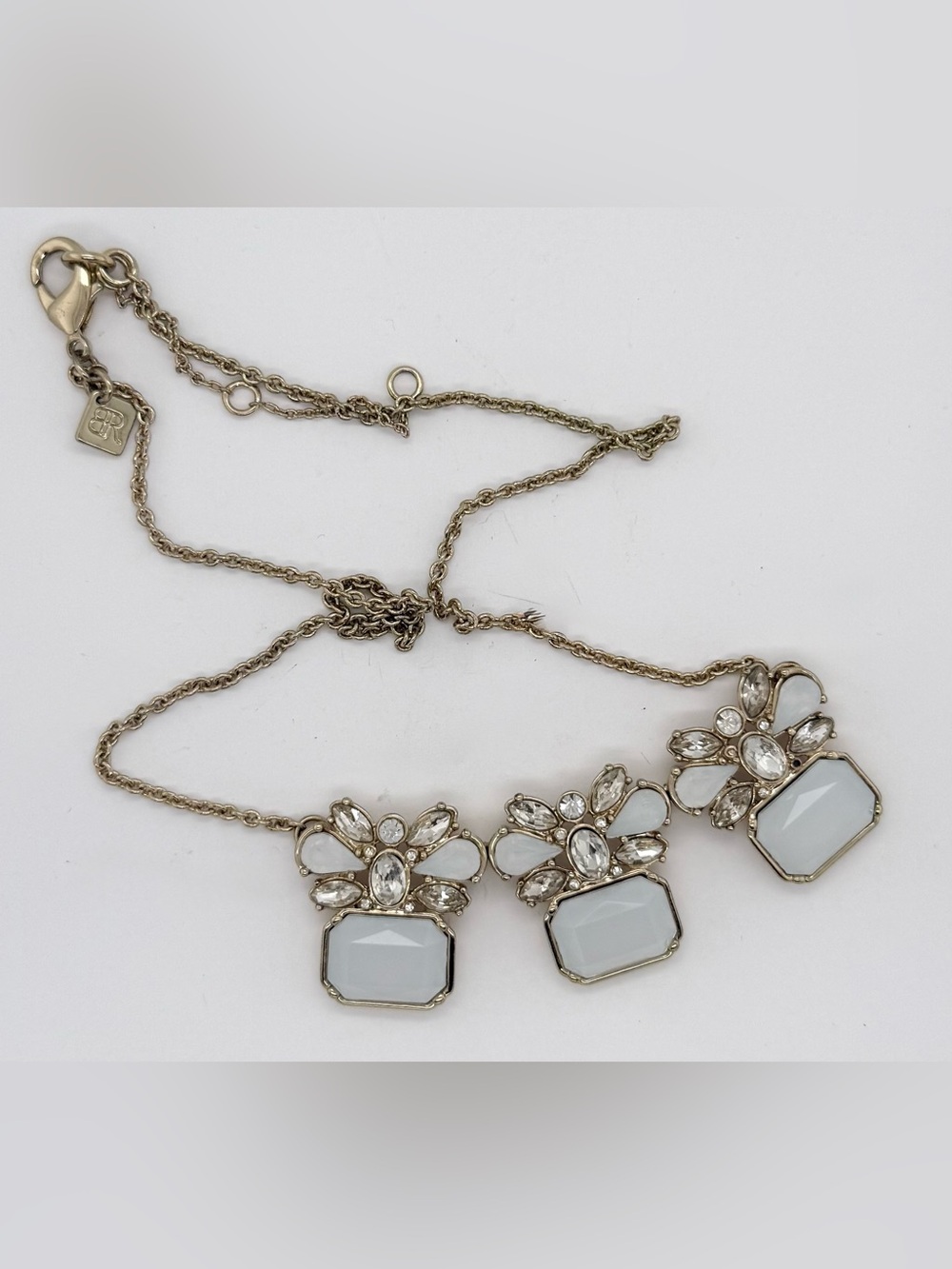 Banana Republic Silver-Tone Necklace with White Gem Drops